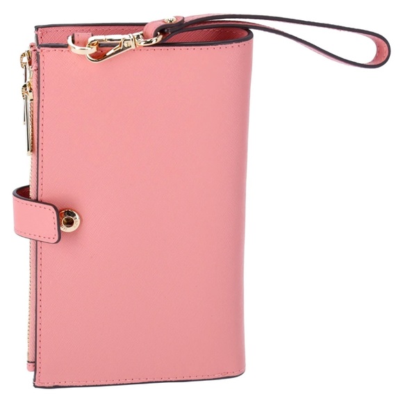 Michael Kors Jet Set Travel Large Double Zip Wristlet Phone Wallet Primrose Pink - Picture 4 of 6